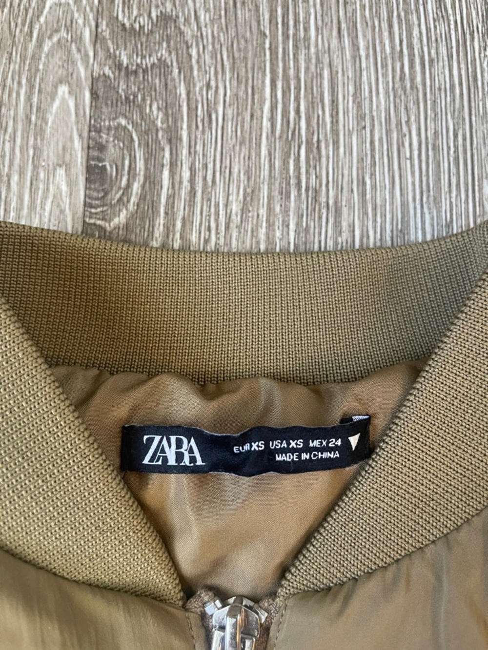 Zara Tan Bomber zip up Jacket Dress puffer tan casual size xs mini dress - Picture 3 of 7